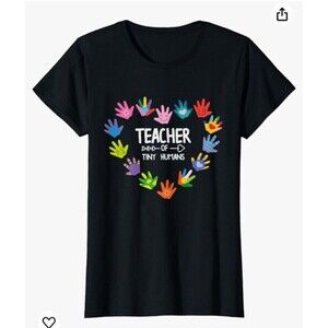 T-Shirt Teacher Of Tiny Humans Day Care Pre K Kindergarten Dark Gray Size S Top